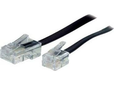 S-Conn 10m RJ11 - RJ45, 10 m, RJ11, RJ45, Svart, Transparent, Hankoppling, Hankoppling