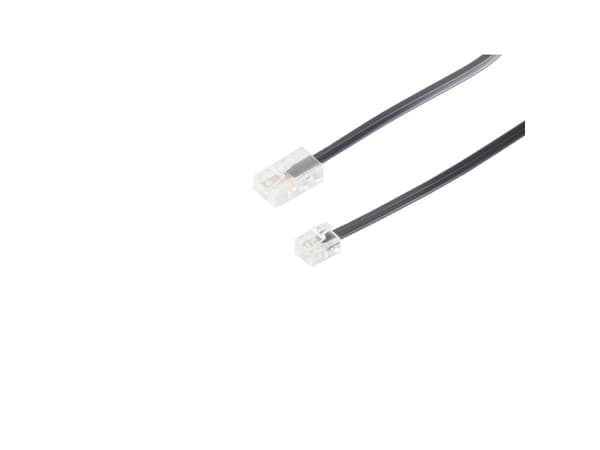 S-Conn 10m RJ11 - RJ45, 10 m, RJ11, RJ45, Svart, Transparent, Hankoppling, Hankoppling