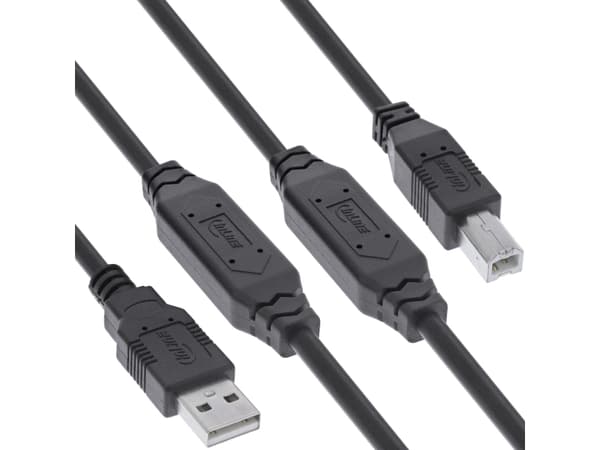 InLine 34514A, 25 m, USB A, USB B, USB 2.0, 0,48 Gbit/s, Svart