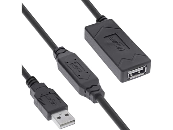 InLine 34614A, 25 m, USB A, USB A, USB 2.0, 0,48 Gbit/s, Svart