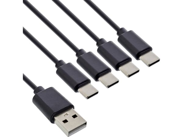 InLine 35142, 2 m, USB A, 4 x USB-C, USB 2.0, Svart