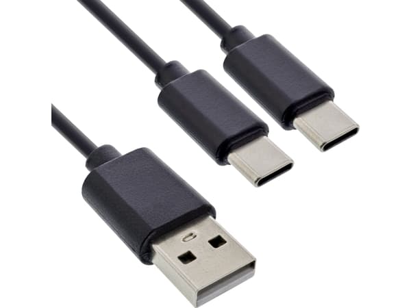 InLine 35121, 1 m, USB A, 2 x USB C, USB 2.0, Svart