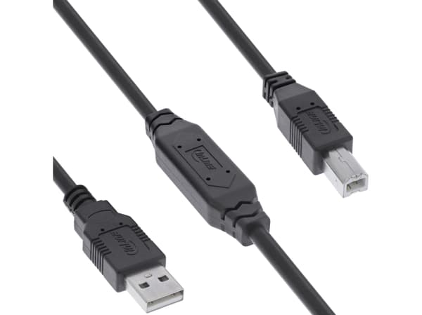 InLine 34516A, 7,5 m, USB A, Mini-USB B, USB 2.0, 0,48 Gbit/s, Svart