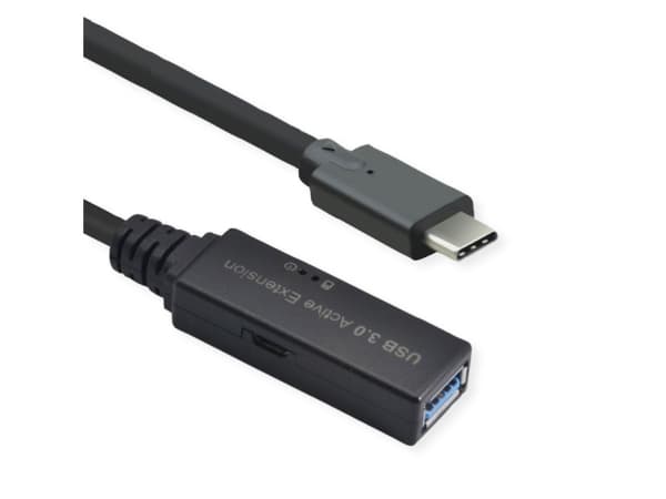 ROLINE 12.04.1067, 15 m, USB C, USB A, USB 3.2 Gen 1 (3.1 Gen 1), 5 Gbit/s, Svart