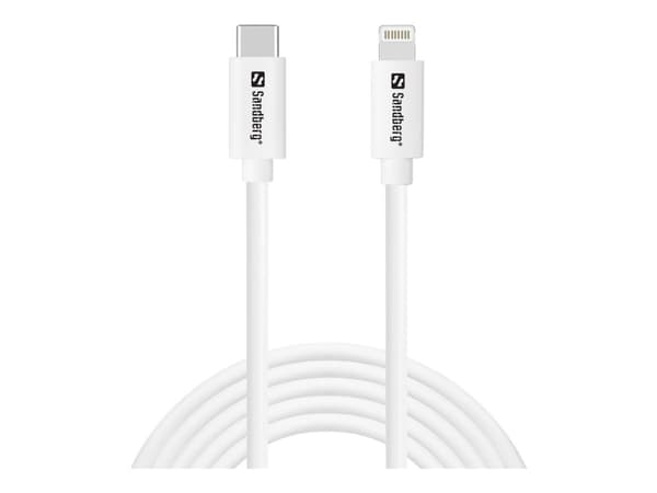 Sandberg - Lightning-kabel - Lightning hann til 24 pin USB-C hann - 2 m - hvit - Power Delivery-støtte
