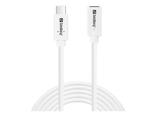 Sandberg - USB-kabel - 24 pin USB-C (hane) till 24 pin USB-C (hona) - USB 3.1 - 2 m - upp till 10 Gbps dataöverföringshastighet, USB-strömförsörjning