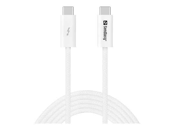 Sandberg - USB-kabel - 24 pin USB-C (hane) till 24 pin USB-C (hane) - USB4 - 2 m - upp till 40 Gbps dataöverföringshastighet, USB-strömförsörjning (2