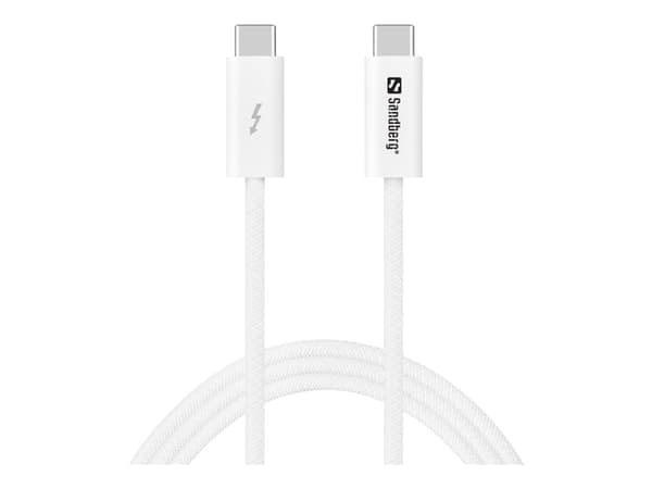 Sandberg - USB-kabel - 24 pin USB-C (hane) till 24 pin USB-C (hane) - USB4 - 1 m - upp till 40 Gbps dataöverföringshastighet, USB-strömförsörjning (2