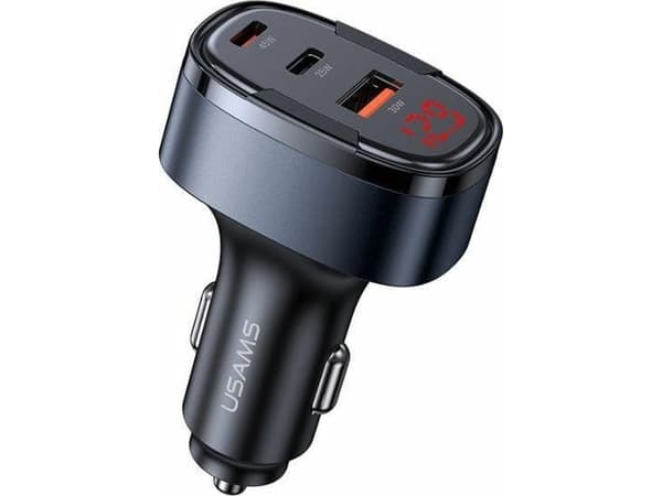 USAMS Car Charger 1xUSB+2xUSB-C C42 100W Fast Charge black/black (CC257)