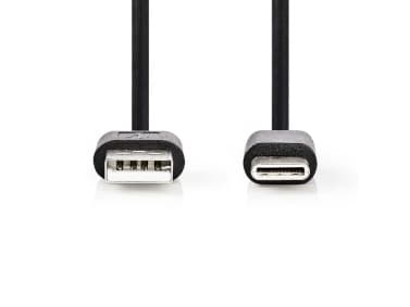 Nedis CCGL60601BK20, 2 m, USB A, USB C, USB 2.0, 0,48 Gbit/sek, Sort