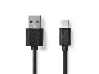 Nedis CCGL60601BK20, 2 m, USB A, USB C, USB 2.0, 0,48 Gbit/sek, Sort