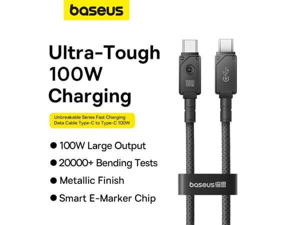 Baseus Unbreakable, 2 m, USB C, USB C, USB 2.0, 0.48 Gbit/s, Black