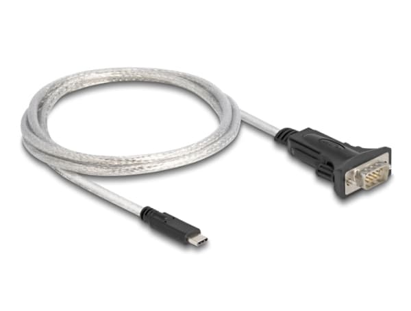 Delock - USB-/seriell kabelsats - 24 pin USB-C (hane) till DB-9 (hane) - USB 2.0 / EIA-422/485 - 5 V - 1 m - tumskruvar - transparent