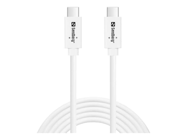 Sandberg - USB-kabel - 24 pin USB-C (hane) till 24 pin USB-C (hane) - USB 3.1 Gen 2 - 2 m - USB-strömförsörjning (100W), upp till 10 Gbps dataöverför
