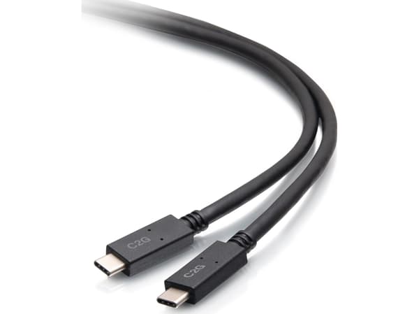 C2G 1,8 m USB-C hann til USB-C hannkabel (20V 5A) - USB 3.2 Gen 1 (5Gbps), 1,8 m, USB C, USB C, USB 3.2 Gen 1 (3.1 Gen 1), 5000 Mbit/s, Svart