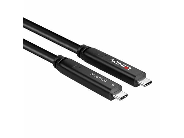Lindy 43399, 15 m, USB C, USB C, USB 3.2 Gen 1 (3.1 Gen 1), 5 Gbit/s, Svart