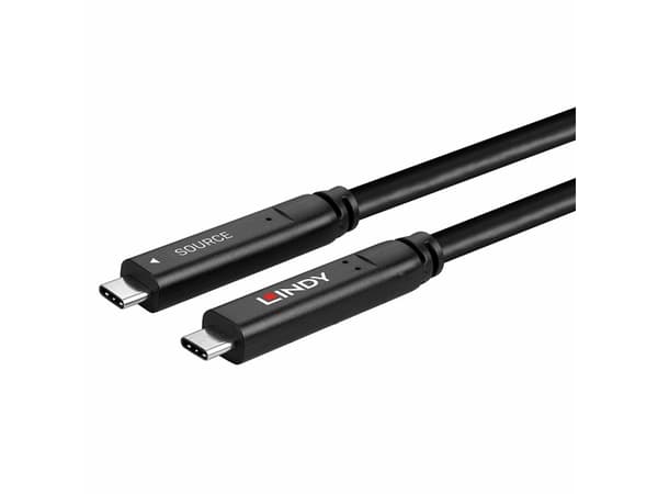 Lindy 43399, 15 m, USB C, USB C, USB 3.2 Gen 1 (3.1 Gen 1), 5 Gbit/s, Svart