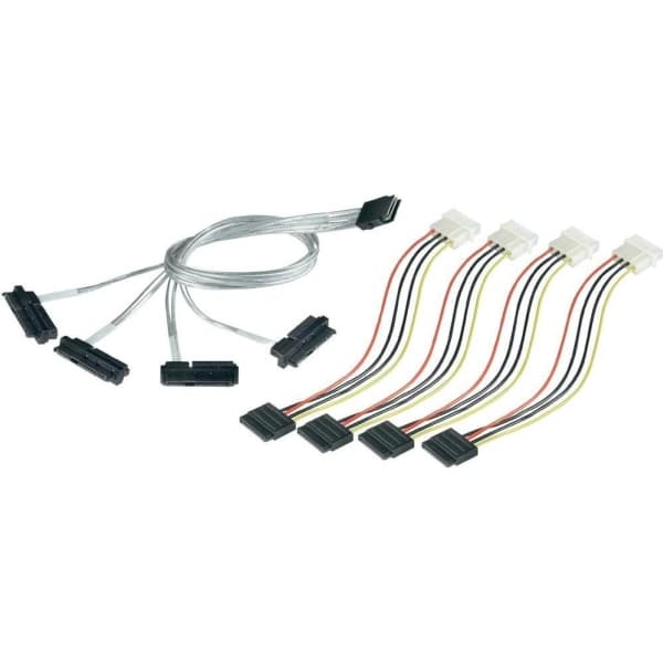 Microchip Adaptec - SAS intern kabel - Mini SAS (SFF-8087) (hann) til 4-pin intern strøm, 29-pins intern SAS (SFF-8482) - 1 m