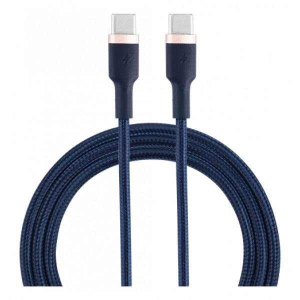 EPZI USB-C till USB-C-kabel, 60W, Flätad, 1m - Marinblå