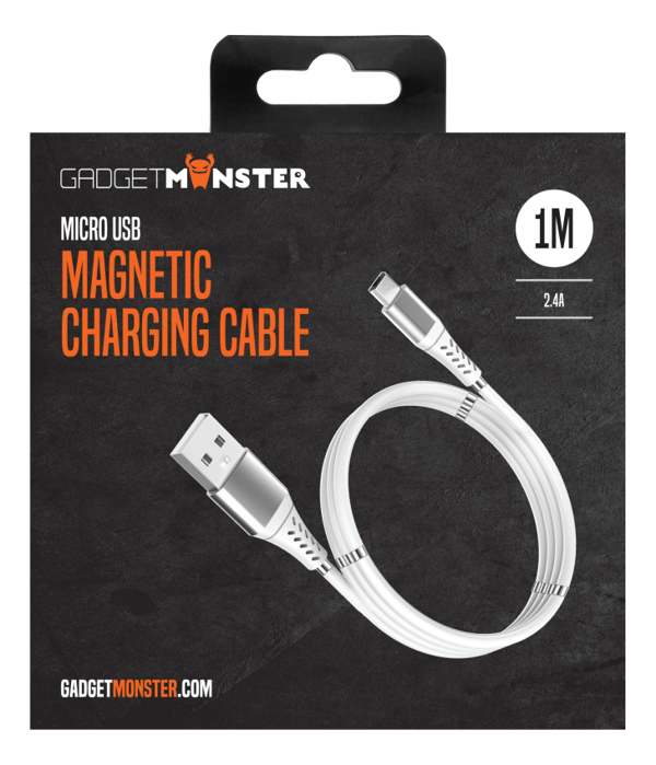 GadgetMonster Magnetisk USB-A-Mikro-USB laddkabel, 1m