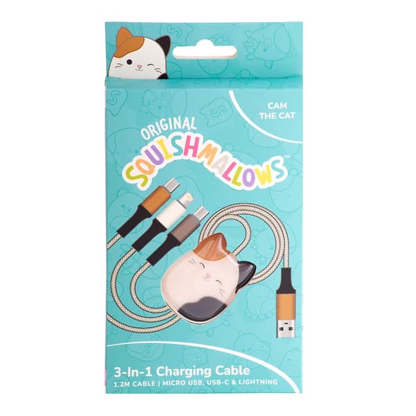 Squishmallows Chargercable 1.2m Cam 3in1 USB-C/Micro/Lightning