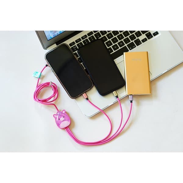 Squishmallows Latausjohto 1.2m Lola 3in1 USB-C/Micro/Lightning