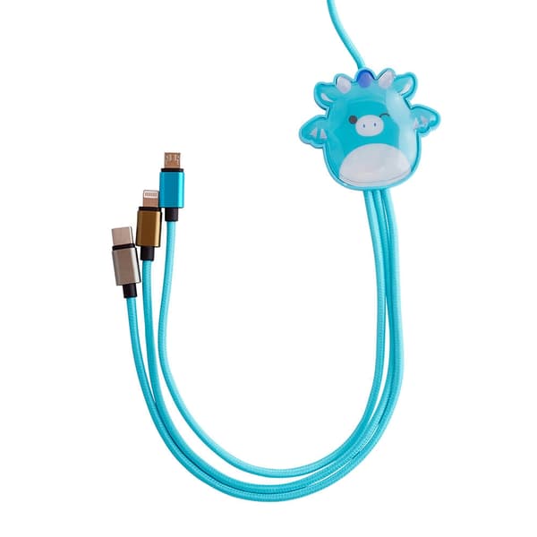 Squishmallows Opladerkabel 1,2m Tatiana 3i1 USB-C/Micro/Lightning