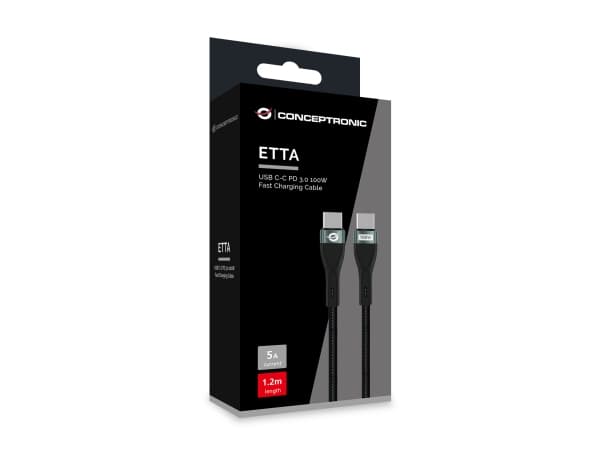 Conceptronic ETTA01B12, 1,2 m, USB C, USB C, USB 2.0, 0,48 Gbit/s, Svart