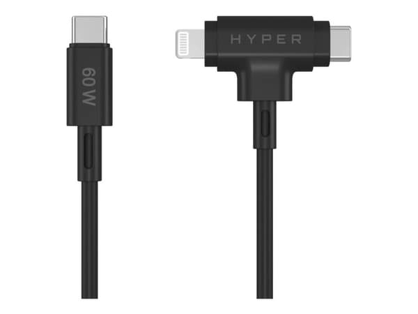 HyperJuice Silikon USBC/Lightning60W BK