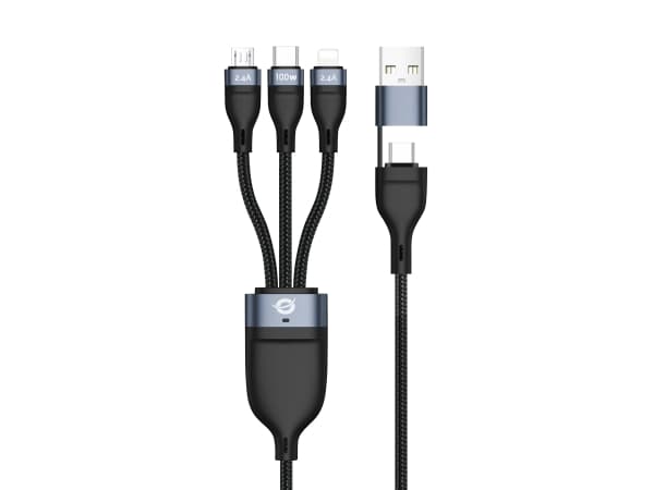 Conceptronic ETTA06B15, 1,5 m, USB C, USB C/Micro-USB B/Lightning, USB 2.0, 0,48 Gbit/s, Sort