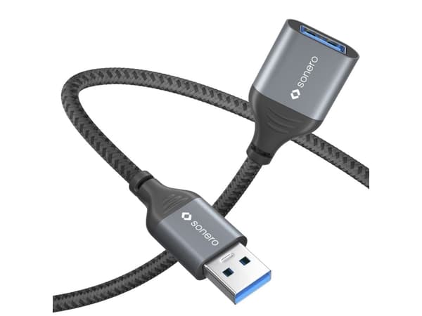 sonero SPC-U055-020, 2 m, USB A, USB A, USB 3.2 Gen 1 (3.1 Gen 1), 5 Gbit/s, musta, harmaa