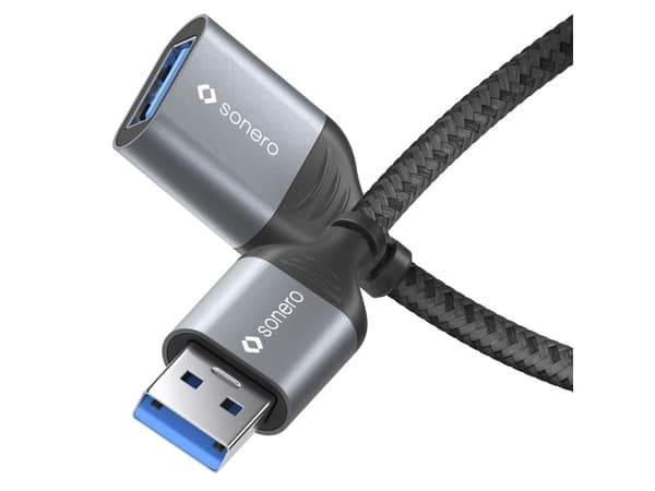 sonero SPC-U055-020, 2 m, USB A, USB A, USB 3.2 Gen 1 (3.1 Gen 1), 5 Gbit/s, musta, harmaa