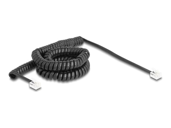 Delock - Telefonkabel - RJ-11 (hane) till RJ-11 (hane) - 5 m - lindad - svart