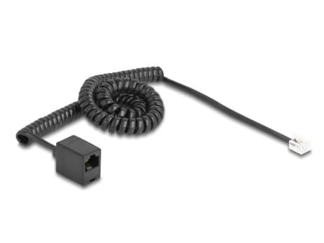 Delock - Telefonkabel - RJ-11 (hane) till RJ-45 (hona) - 3 m - lindad - svart