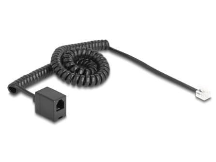 Delock - Telefonkabel - RJ-11 (hona) till RJ-11 (hane) - 3 m - lindad - svart