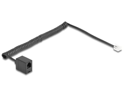 Delock - Telefonkabel - RJ-11 (hona) till RJ-11 (hane) - 2 m - lindad - svart