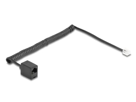 Delock - Telefonkabel - RJ-11 (hane) till RJ-45 (hona) - 2 m - 4.8 mm - lindad, guldpläterade kontakter - svart