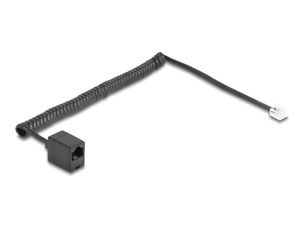 Delock - Telefonkabel - RJ-11 (hane) till RJ-45 (hona) - 2 m - 4.8 mm - lindad, guldpläterade kontakter - svart