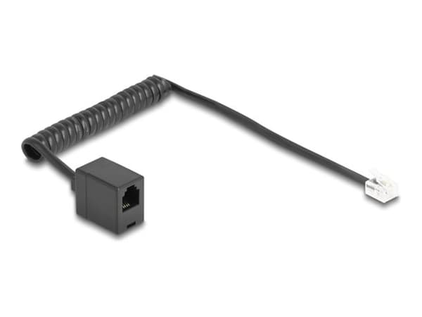 Delock - Telefonförlängningskabel - RJ-11 (hona) till RJ-11 (hane) - 1 m - lindad - svart