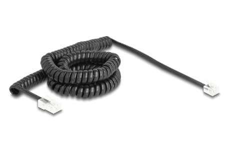 Delock - Telefonkabel - RJ-45 (hane) till RJ-11 (hane) - 5 m - lindad - svart