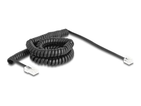 Delock - Telefonkabel - RJ-45 (hane) till RJ-11 (hane) - 5 m - lindad - svart