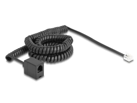 Delock - Telefonförlängningskabel - RJ-11 (hane) till RJ-11 (hona) - 5 m - lindad - svart