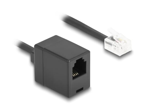 Delock - Telefonförlängningskabel - RJ-11 (hane) till RJ-11 (hona) - 5 m - lindad - svart