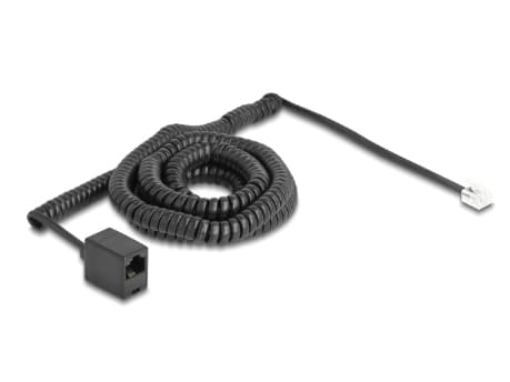 Delock - Telefonkabel - RJ-11 (hane) till RJ-45 (hona) - 10 m - lindad - svart