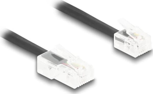 Delock - Telefonkabel - RJ-45 (hane) till RJ-11 (hane) - 2 m - lindad - svart
