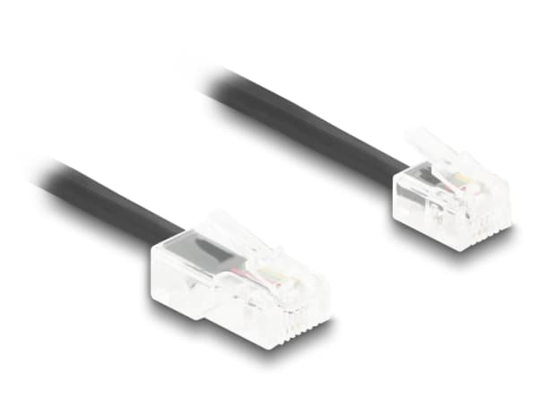 Delock Telefonkabel / Spiralkabel RJ11 Stecker til RJ45 Stecker schwarz 1 m