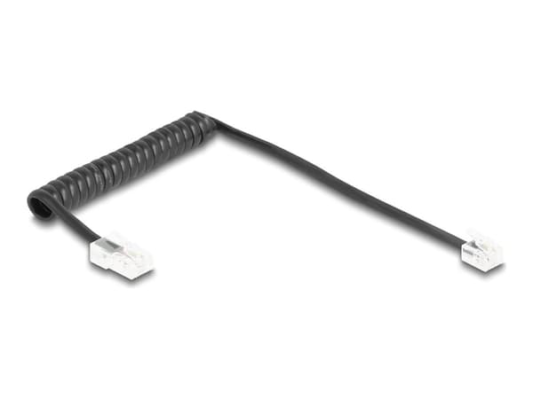 Delock Telefonkabel / Spiralkabel RJ11 Stecker til RJ45 Stecker schwarz 1 m