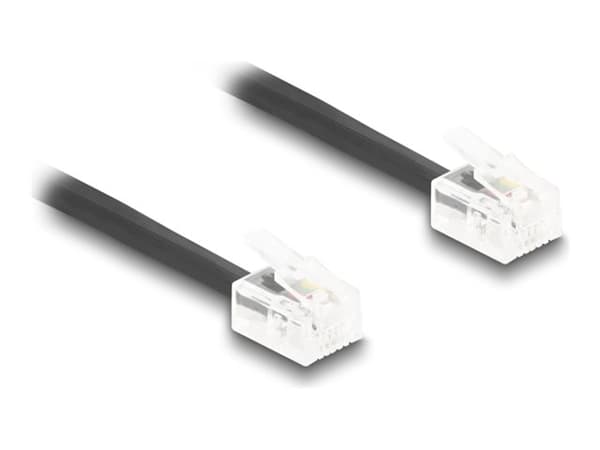 Delock - Telefonkabel - RJ-11 (hane) till RJ-11 (hane) - 1 m - lindad - svart