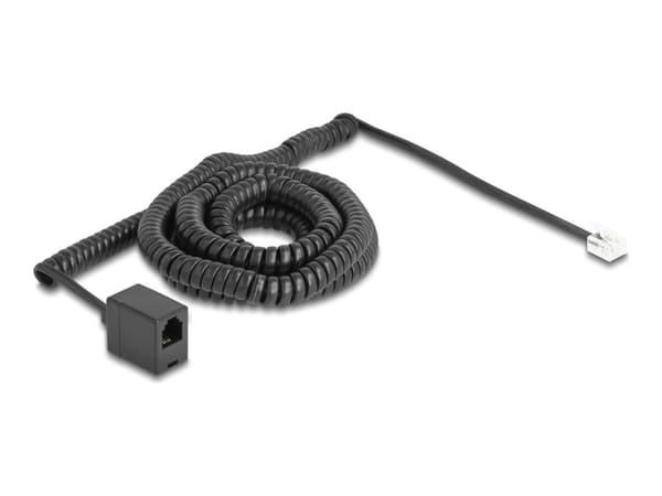 Delock - Telefonforlengelseskabel - RJ-11 (hunn) til RJ-11 (hann) - 10 m - rullet sammen - svart