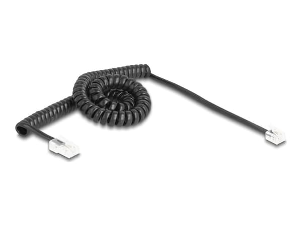 Delock - Telefonkabel - RJ-11 (hane) till RJ-45 (hane) - 3 m - lindad - svart